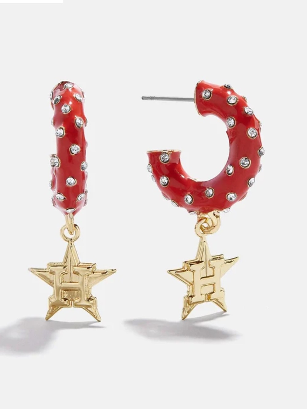 ⚾️Baublebar Houston Astros Earrings Gold Plated Red Enamel Titanium New Baseball